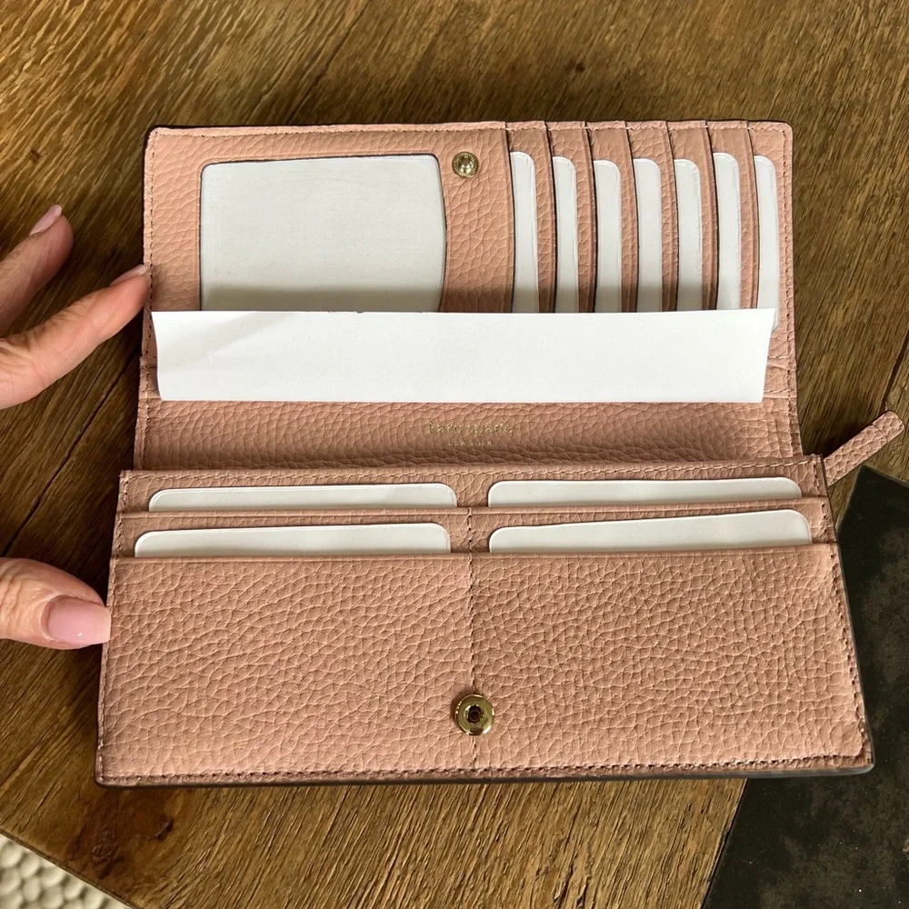 NWT Kate spade pink pebbled leather continental wallet